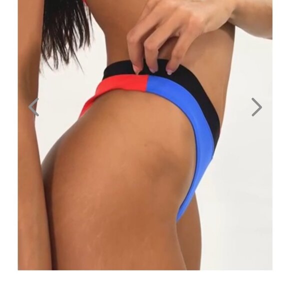 NWT OneOne Swimwear SET Bikini Malvinas Blue Red Black Jesse Kameron NEW Small - Picture 7 of 11